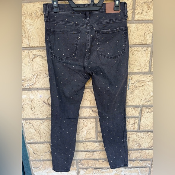 Madewell Jeans 10” High Rise Skinny Jeans Black Gold Metallic Dots Size 27 - Picture 8 of 12